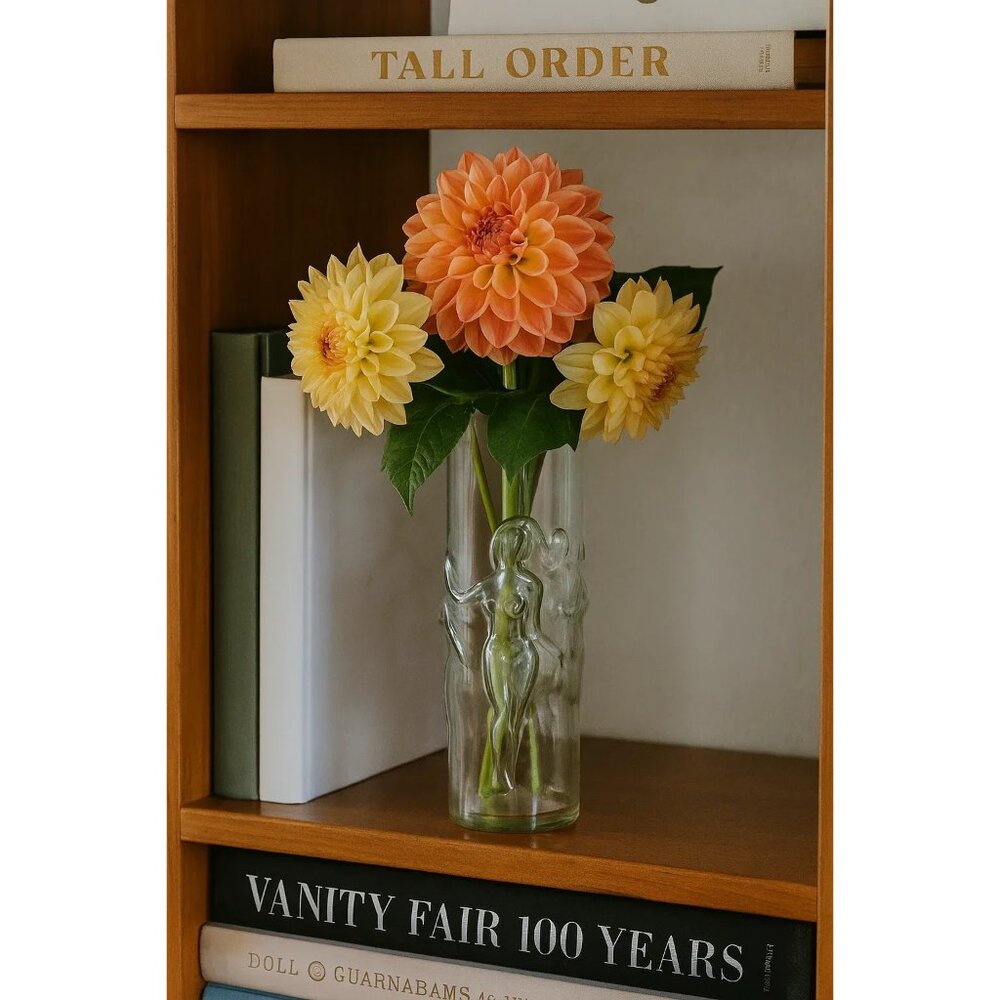 Vintage Libby La Femme Clear Glass Vase Naked Women Dancing Embossed Design 10"H